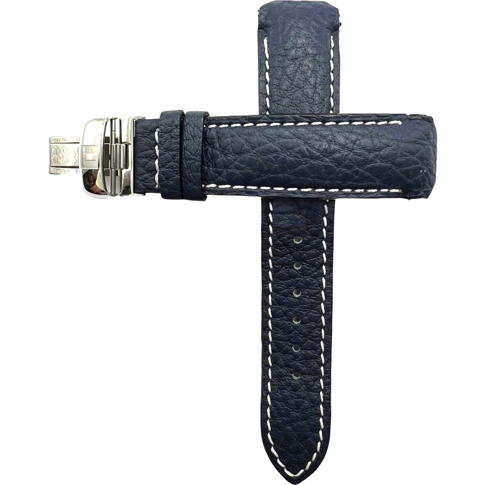 TISSOT - BRACELET -  FOLDING CLASP - GENUINE LEATHER - 20MM - BLUE - NOS