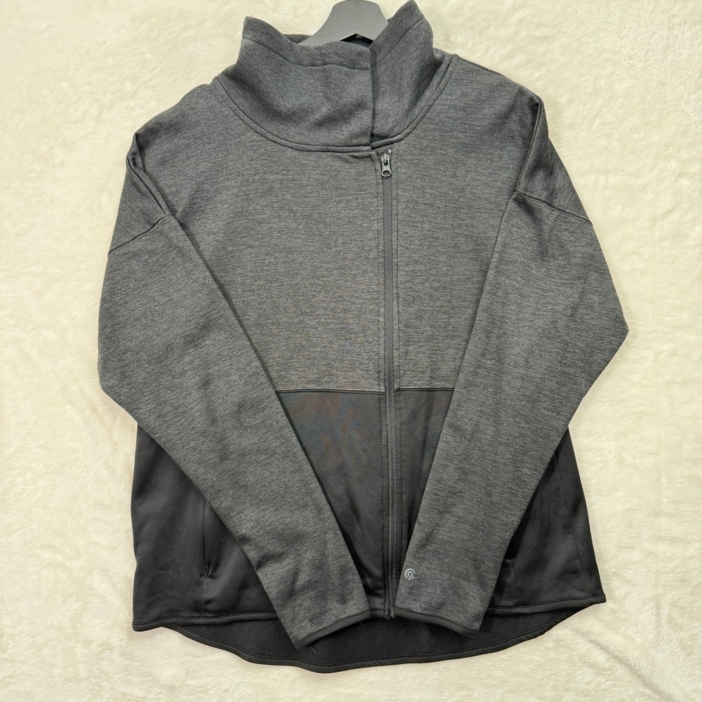 Champion C9 Jacket Womens Large Grey Full Zip Funnel Neck Thumbhole Athletic