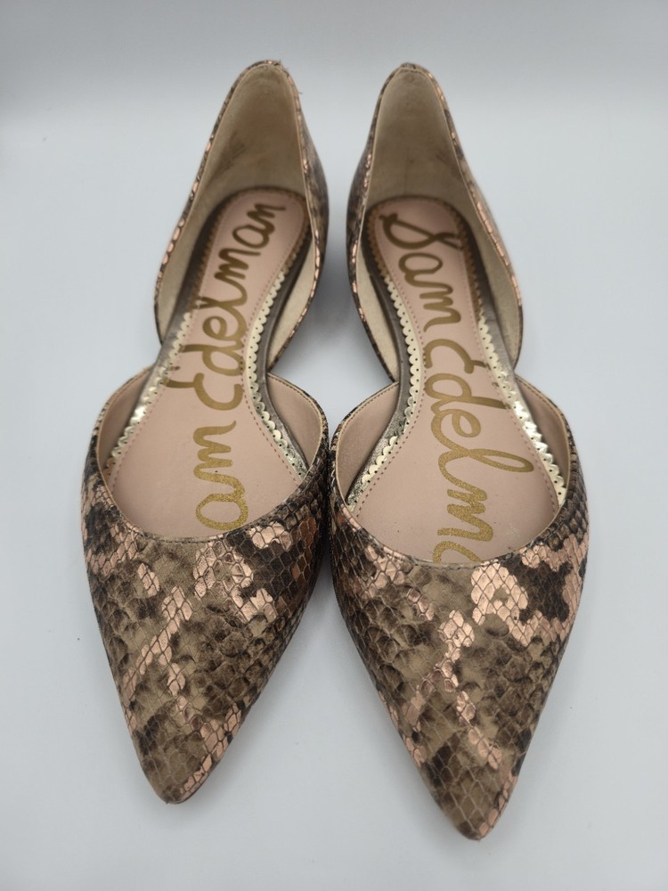 Sam Edelman Women's D'Orsay Snake Print Pointed Toe Flats Pre-owned