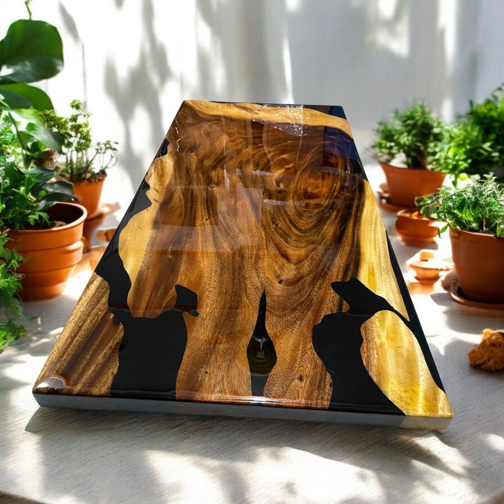 Black Resin Epoxy Dining Table Countertop River Outdoor & Indoor Furniture Decor