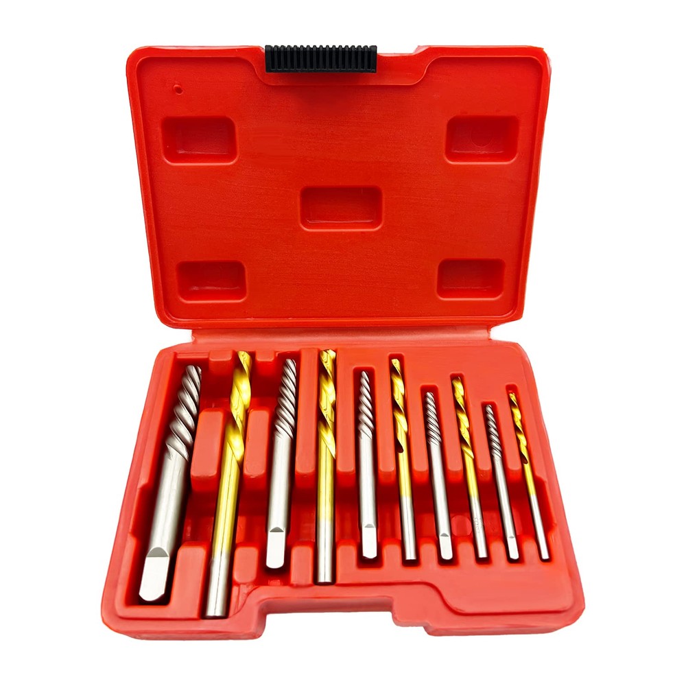 SQLMLZ 10Pcs Screw Extractor Set with Left Hand Drill Bits for Easy Bolt Removal
