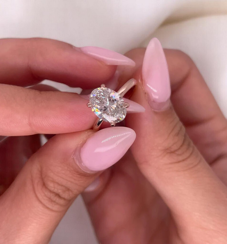 2.0CTW IGI Certified Oval Cut Lab Diamond  14k Yellow Gold Diamond Ring Solitair