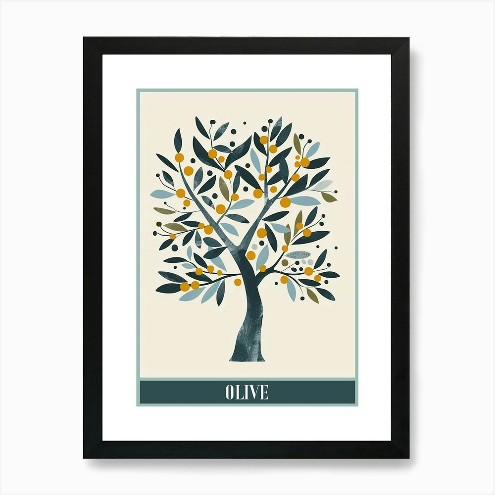 Olive Tree Flat Illustration 8 Post Framed Wall Art Poster Canvas Print Picture
