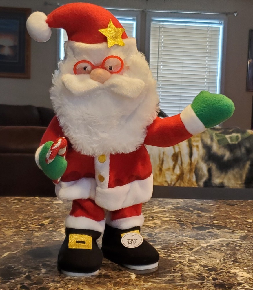 Animated Singing Dancing Santa Claus Plush Toy with Jingle Bells - Rare Collectible