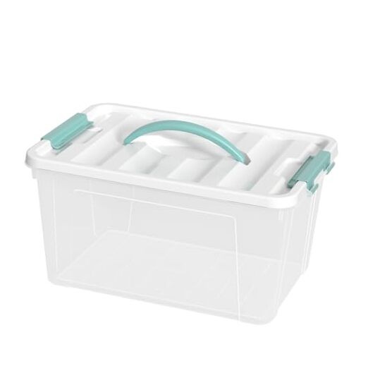 14 Quart Clear Storage Bin with Lid & Green Handle - 1 Pack