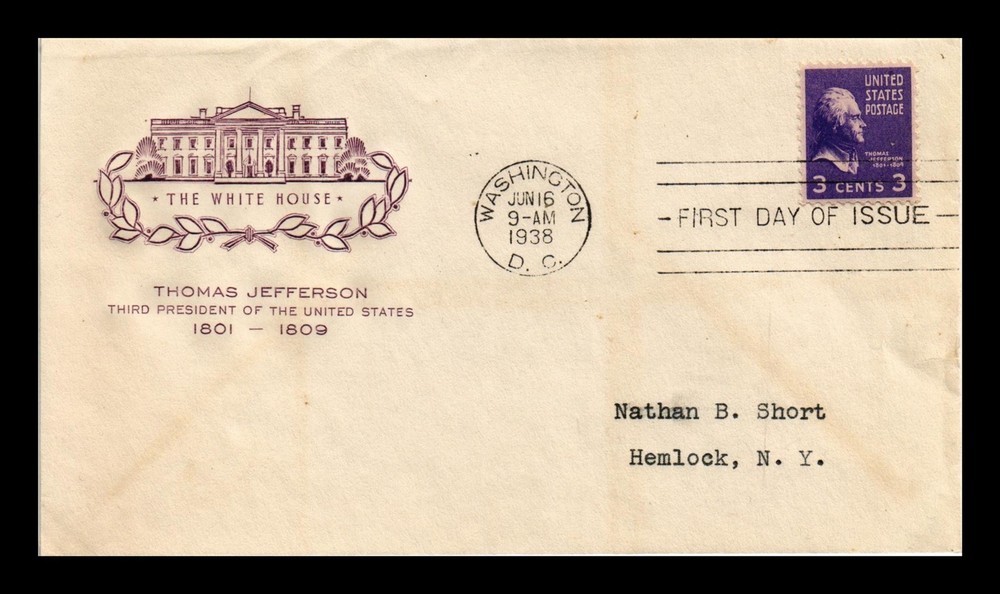 DR JIM STAMPS US COVER THOMAS JEFFERSON PRESIDENTIAL SERIES FDC HF CACHET
