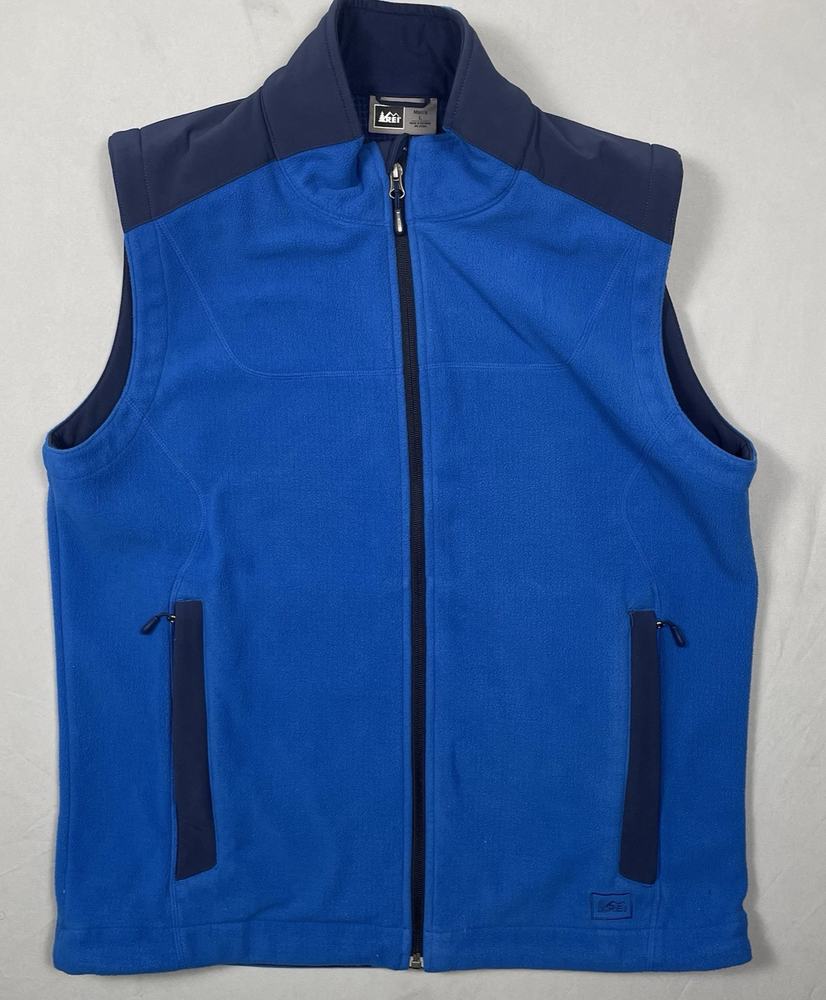 REI Men's Fleece Vest L Full Zip Jacket Hiking Outdoors Blue
