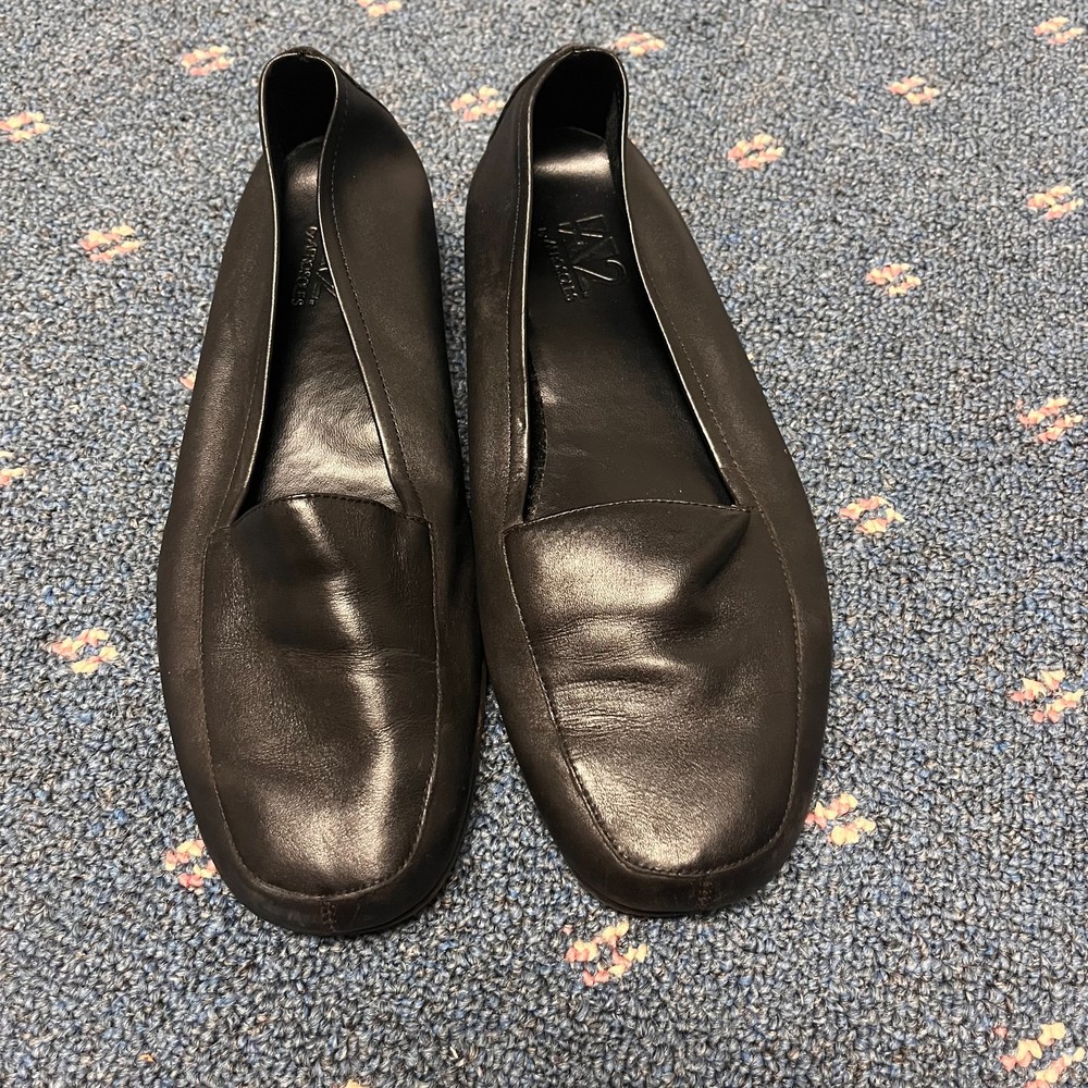 A2 By Aerosoles Women Loafers 8.5B Black Leather Pull On Comfort Flat Shoes Dres