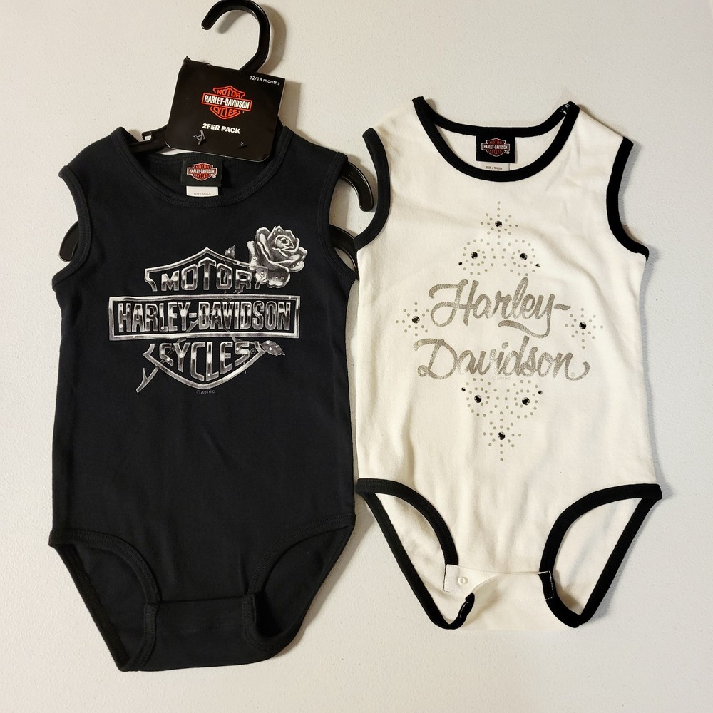 Harley-Davidson Baby Girls' 2-Piece Infant Sleeveless Ribbed Bodysuits (18/24M)