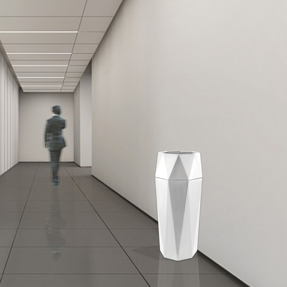 Open-Top Commercial Garbage Can Silver Indoor Large Trash Can 27.56in+ Lid 25L