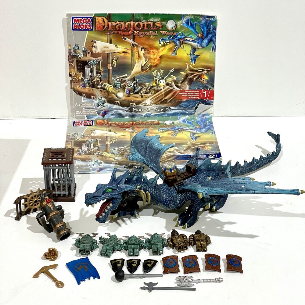 Mega Bloks Dragons Krystal Wars Man-O-War (9895) -Manuals, Dragon, & Extra Parts