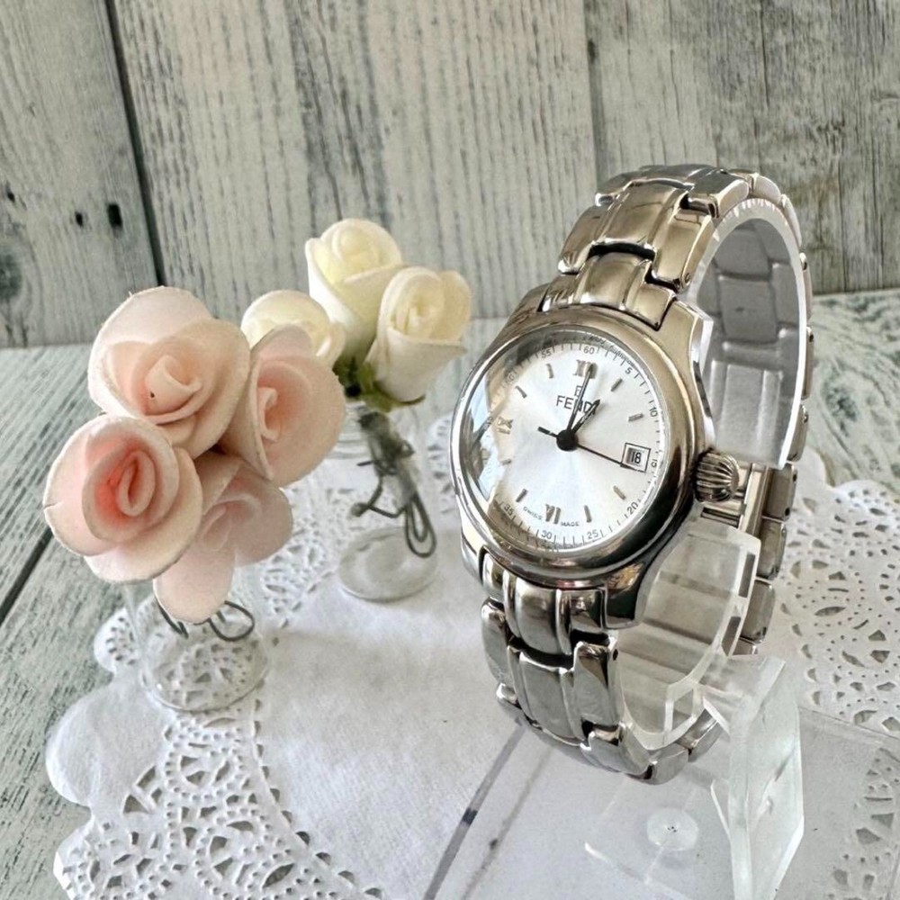 FENDI Watch 210L Silver Used From Japan Check description