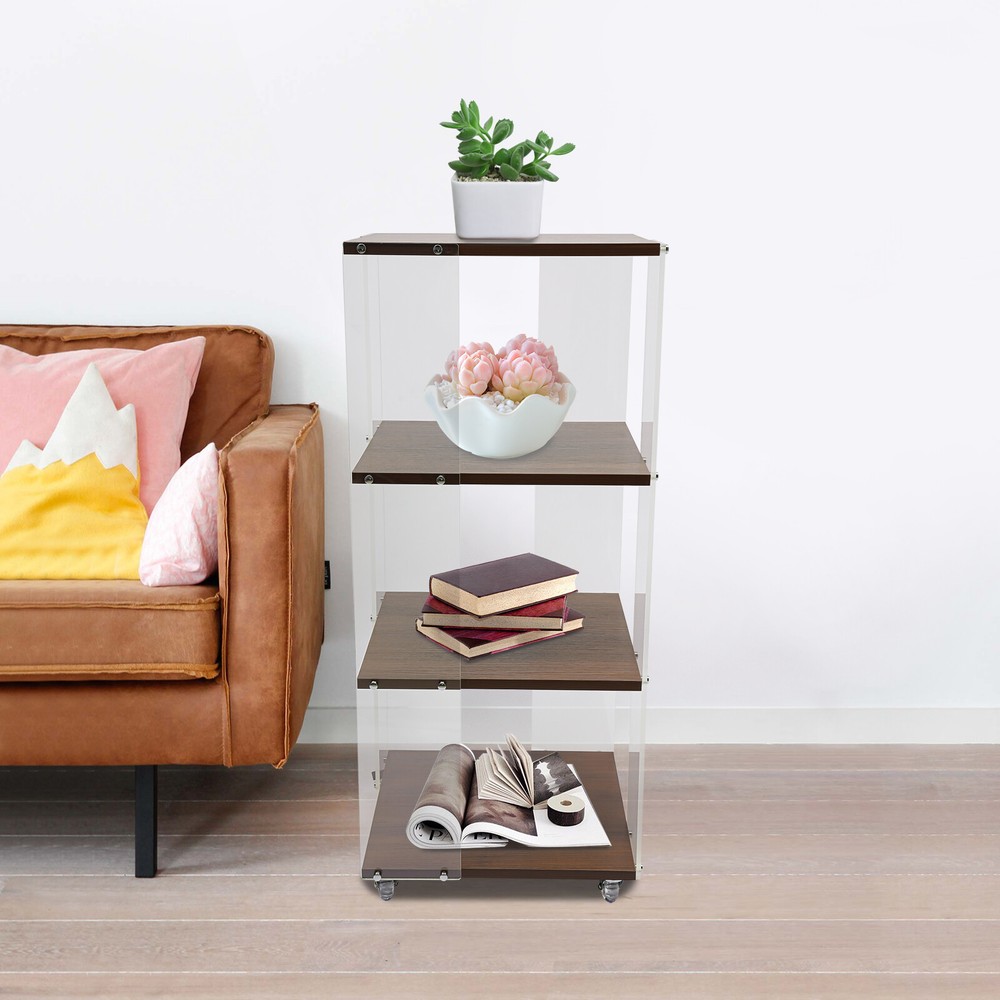 360° Rotating 3-Tier Corner Bookcase Display Rack for Compact Storage