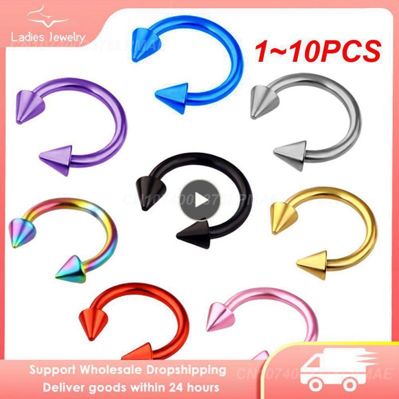 1~10PCS Stainless Steel Nose Ring Septum Hoop Earrings Ear Cartilage Tragus Heli