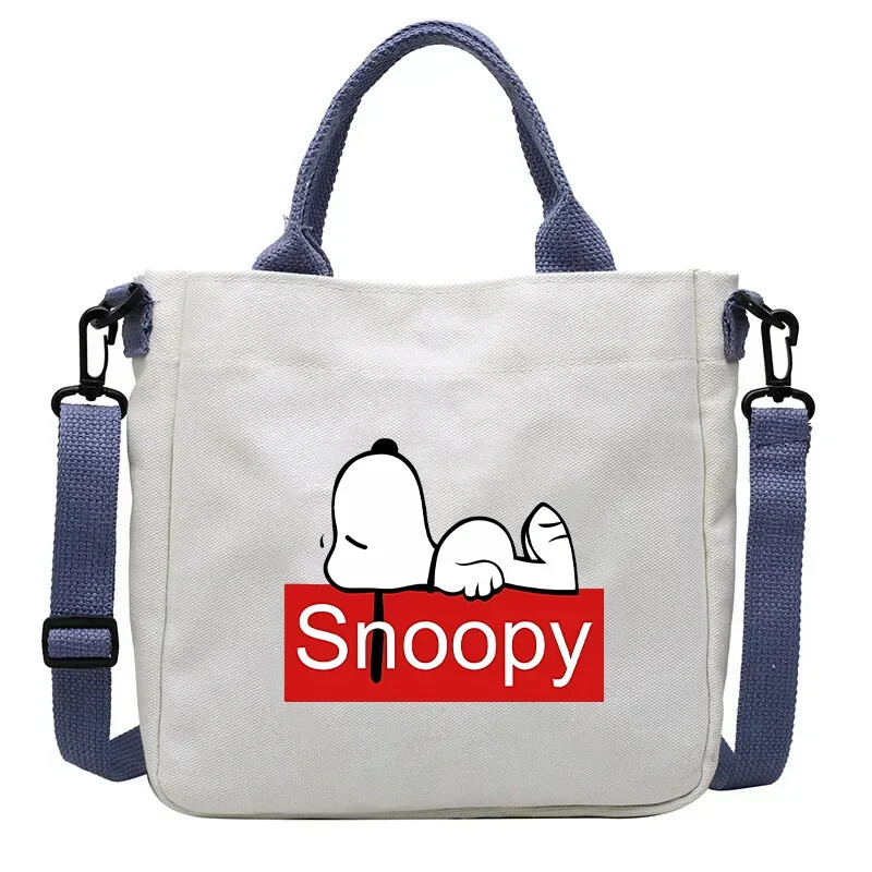 Snoopy Cartoon Cute Print Canvas Totes Bag Large Capacity One Shoulder Crossbody