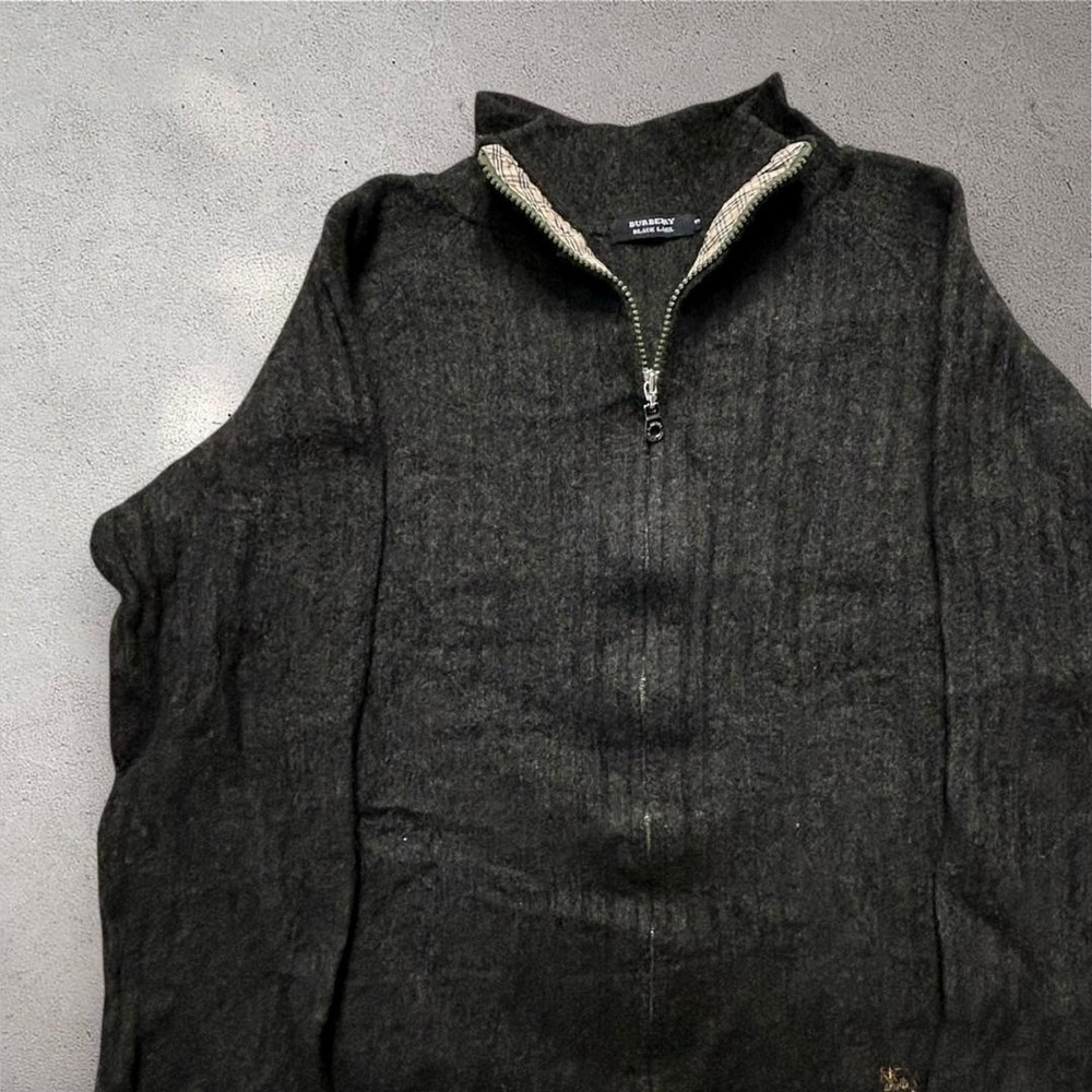 Burberry Black Label Knit Cardigan Full Zip L Dark Gray Wool/Nylon Blend