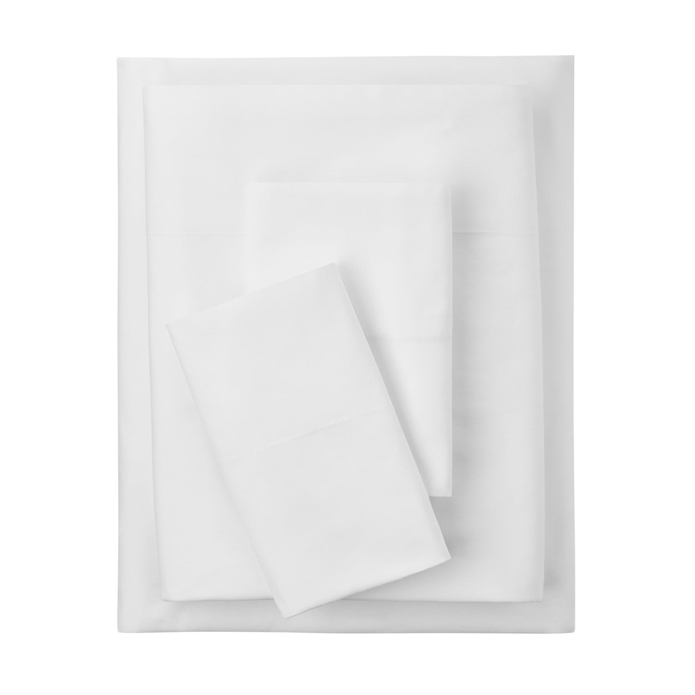 Mainstays 4-Piece 300 Thread Count White Cotton Bed Sheet Set Queen