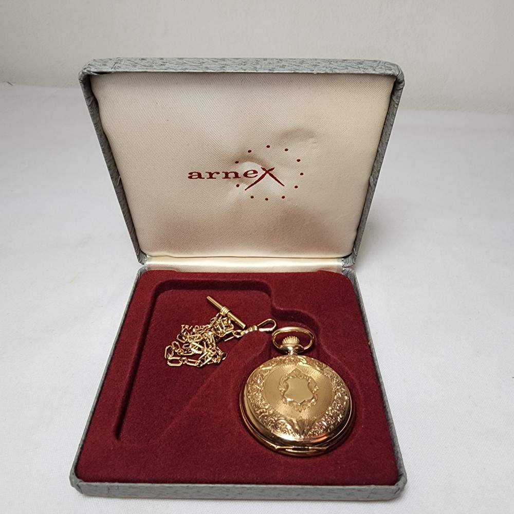 ARNEX Gold Plated Quartz Pocket Watch with Stylish Dial