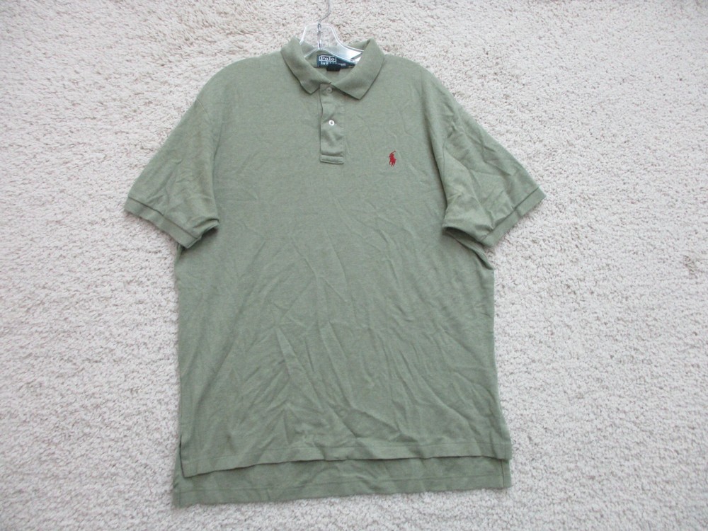 Ralph Lauren Polo Shirt Large Adult Green Classic Fit Pony Logo Casual Mens L