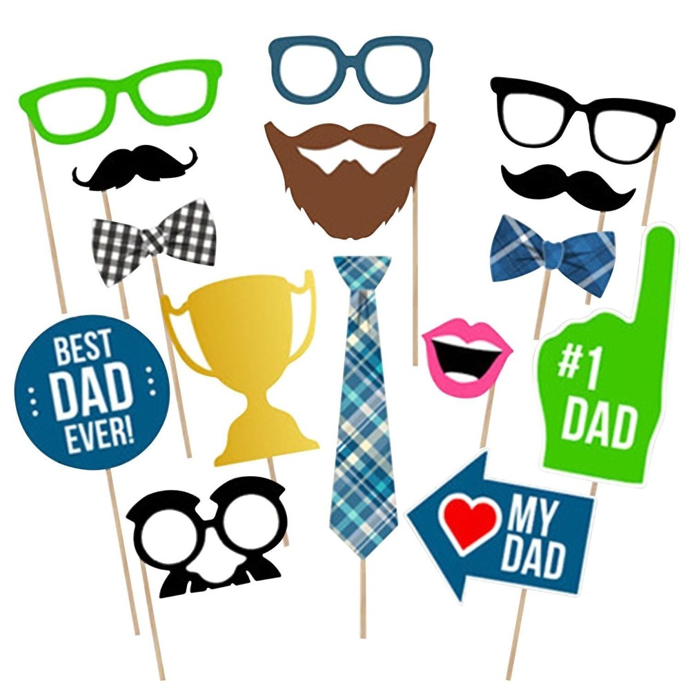 Fathers Day Photo Booth Props 15 PCS Dad Birthday Party Decorations Kit-image