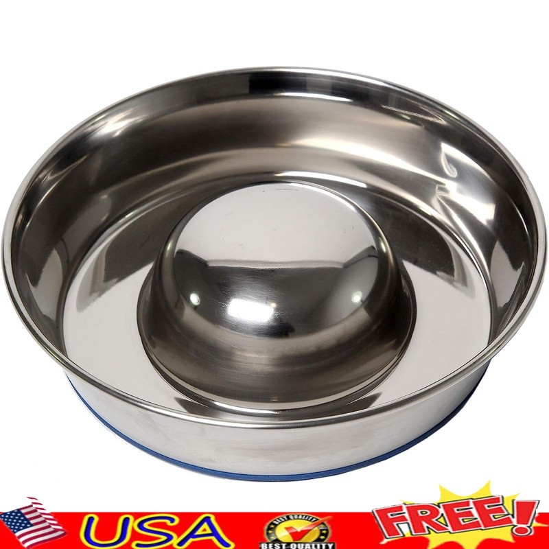 Slow Feed Dog Bowl Stainless Steel Skid-Proof Anti-Choke Durable Dishwasher Safe
