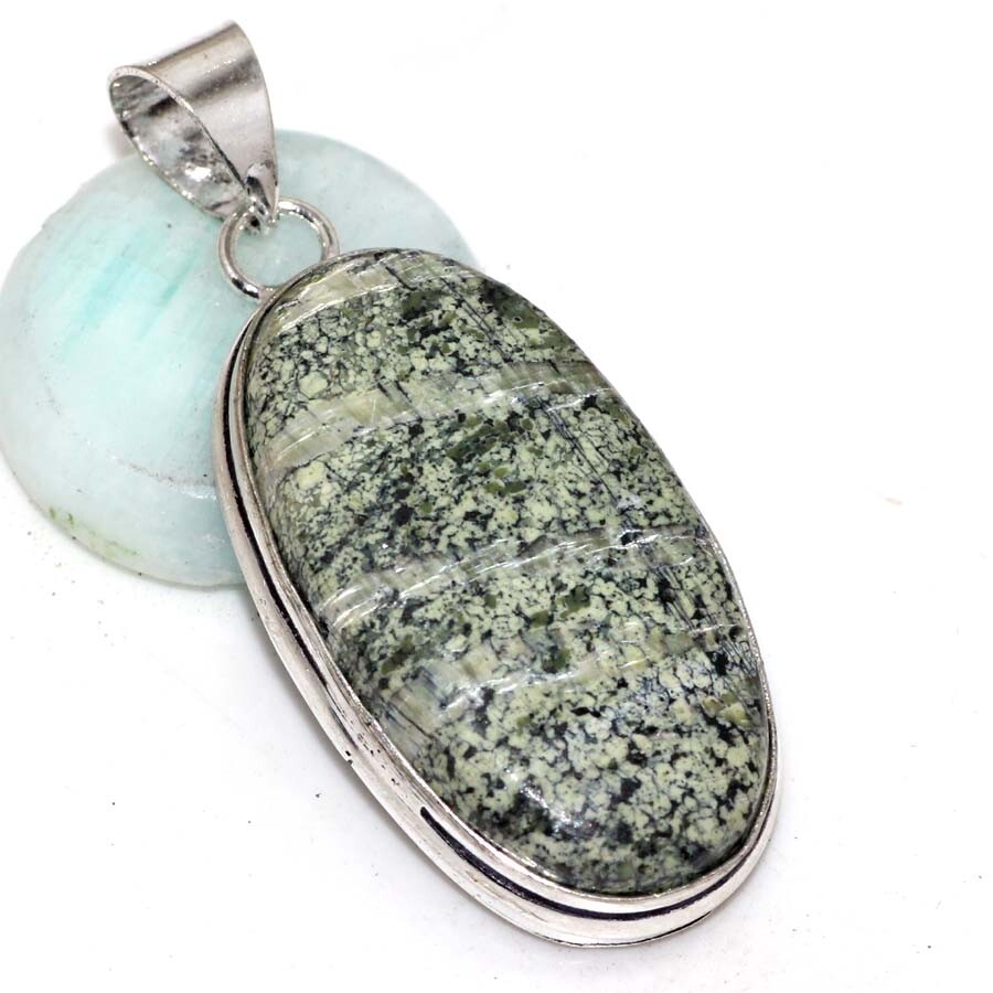 Swiss Green Opal 925 Silver Plated Gemstone Handmade Pendant 2