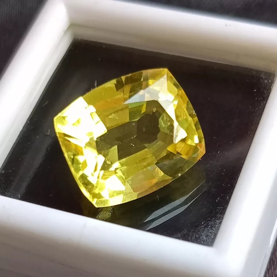 Certified Natural Yellow Sapphire Loose Gemstone 9.84 Ct Cushion Cut