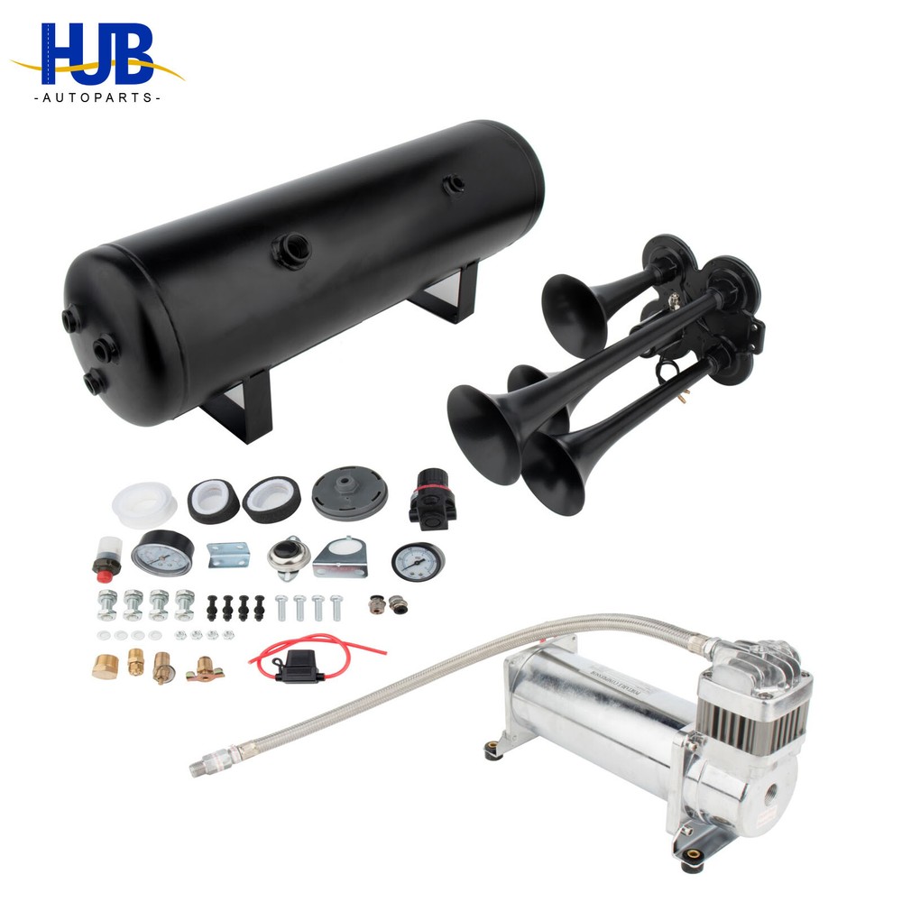 150DB 12V 200PSI 4-Trumpet Air Horn with 3-Gallon Tank for Trucks & Cars  