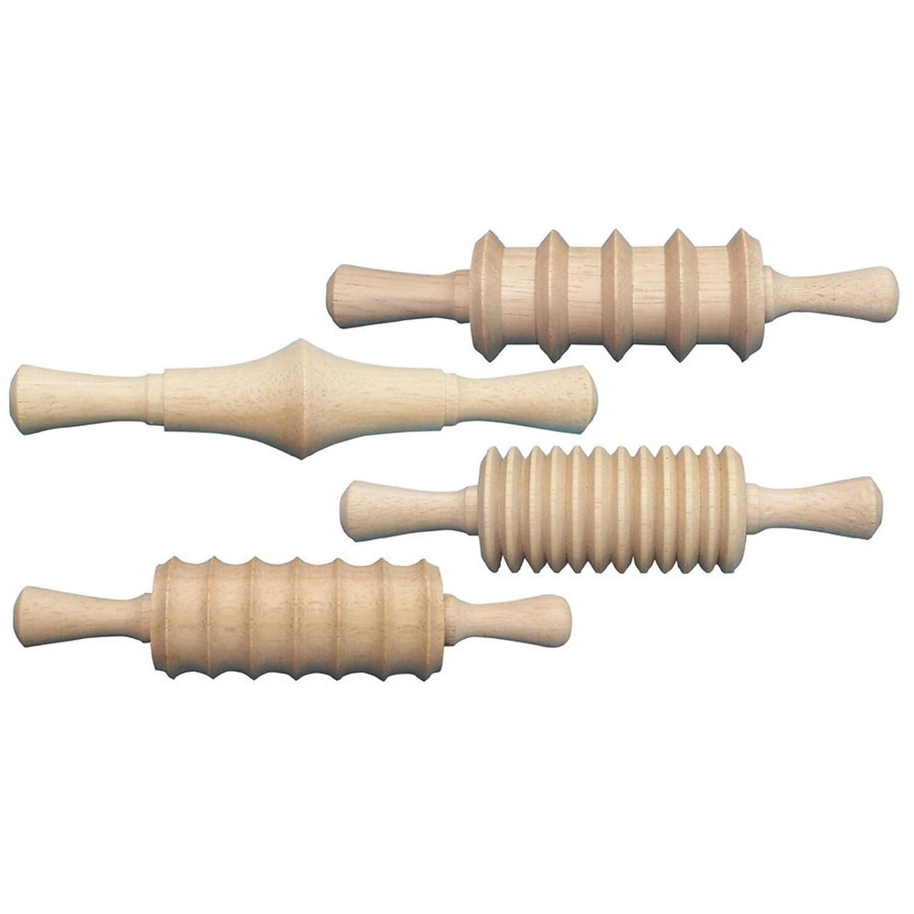 Assorted Wooden Rolling Pin Set - 4 Unique Patterns, 6 Inches, 4-Pack for Baking and Crafting