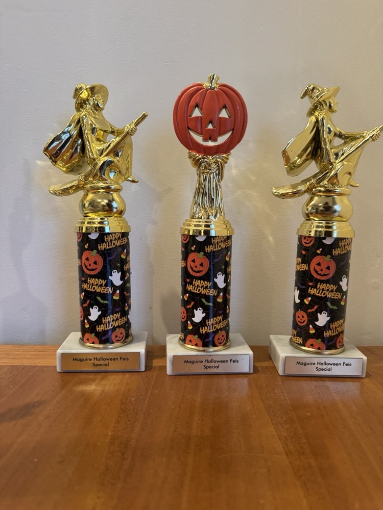 Halloween Trophy Set - 3 Pieces Including Witches & Pumpkin