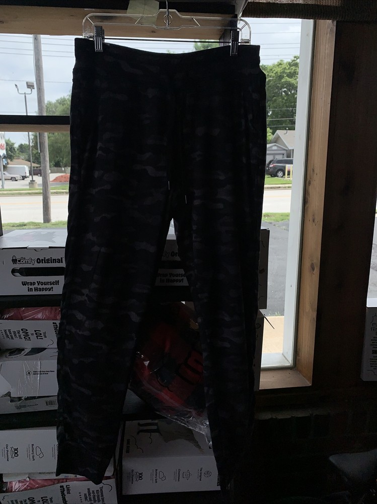 Members Mark Womens Jogger  Sherpa Lined Black Camo Size Lg Drawstring NWT-image