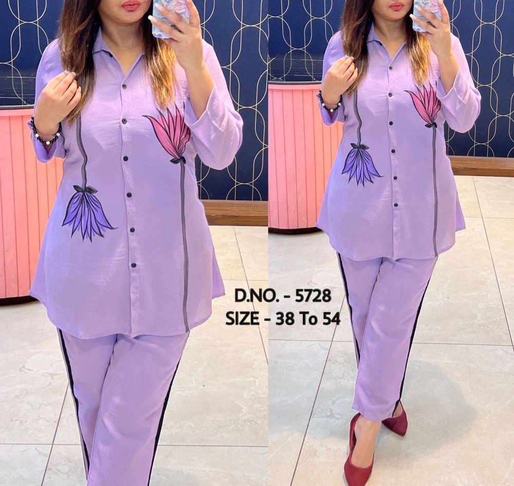 Beautiful Cotton Hand Brush Print Work & Cordset, Shirt With Pant Plus size,7XL