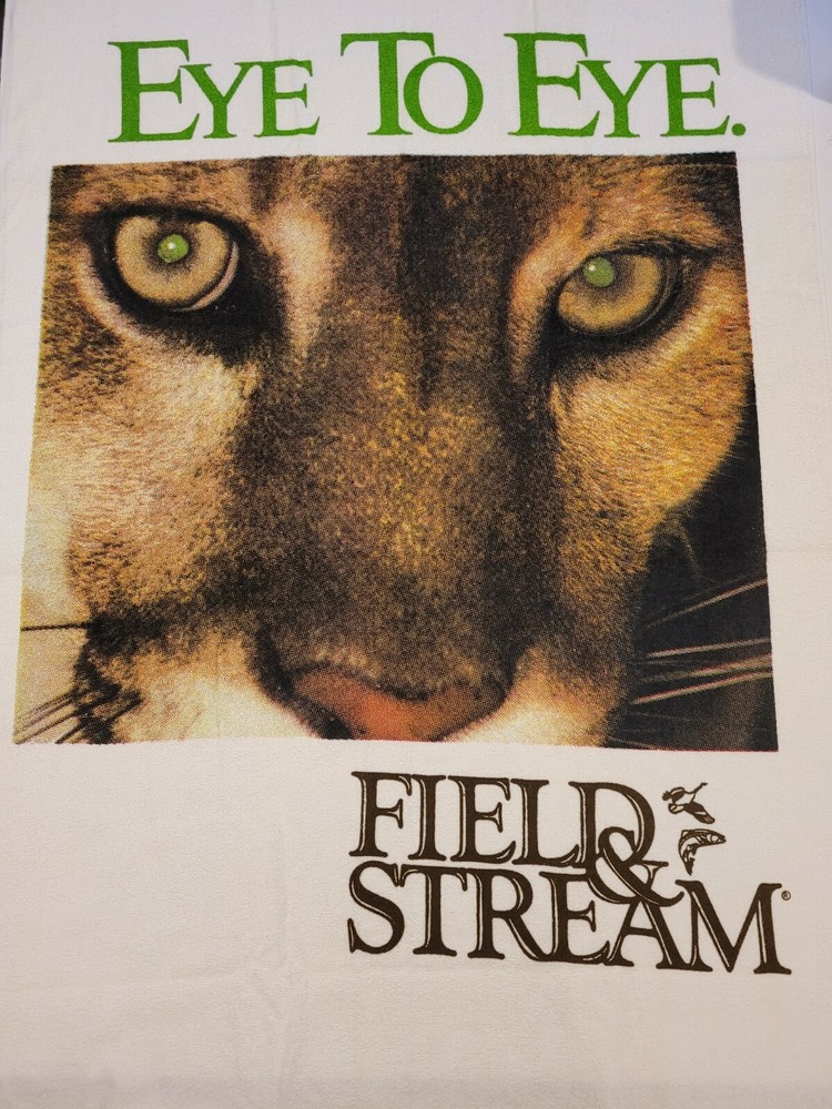 New Field & Stream Eye to Eye Mountain Lion Puma 2 Large Towel Set Cotton USA