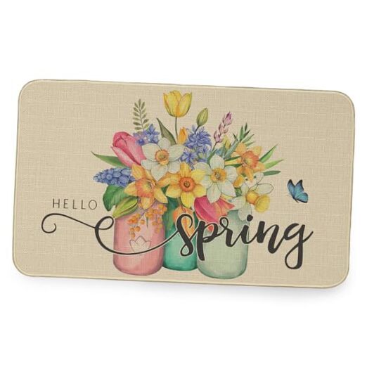 Floral Spring Indoor Door Mat for Front Porch Entry Floor Rug