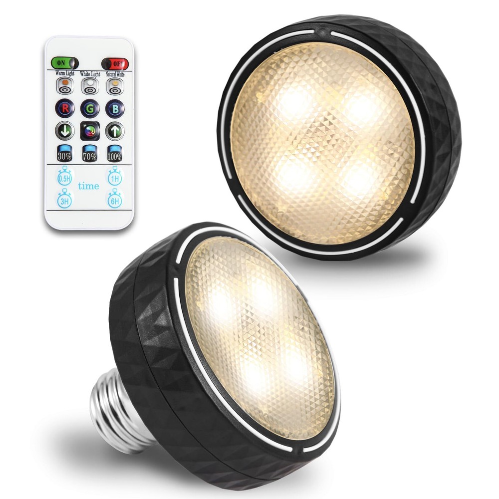 2-Pack LED Puck Lights with Remote Control, Battery-Operated Dimmable Lighting for Any Space