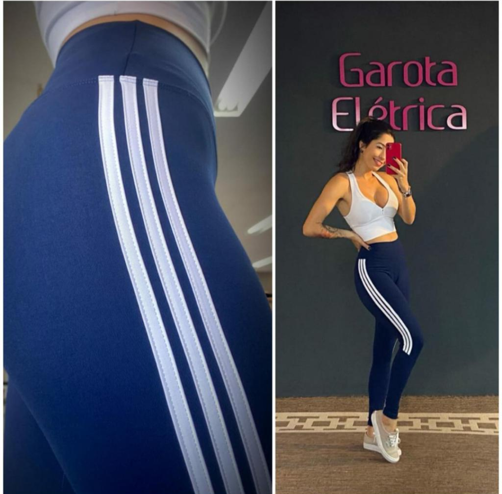 Black Blue White Stripes Leggings Yoga Running Athletic Leggings -Runs Small