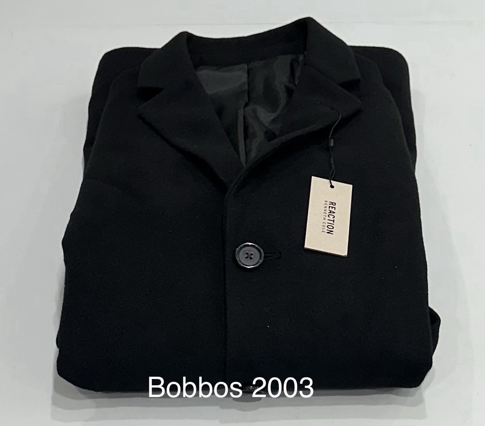 Kenneth Cole Reaction Men's Classic Overcoat Jacket, Black, Size 42 Short