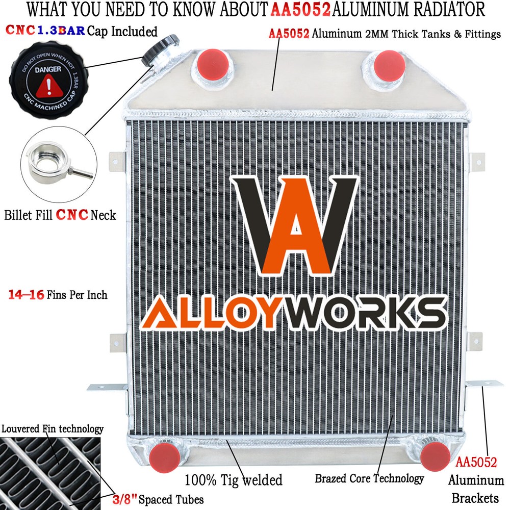4-Row Aluminum Radiator For 1939-1940 Ford Deluxe /Pickup Truck Flathead V8