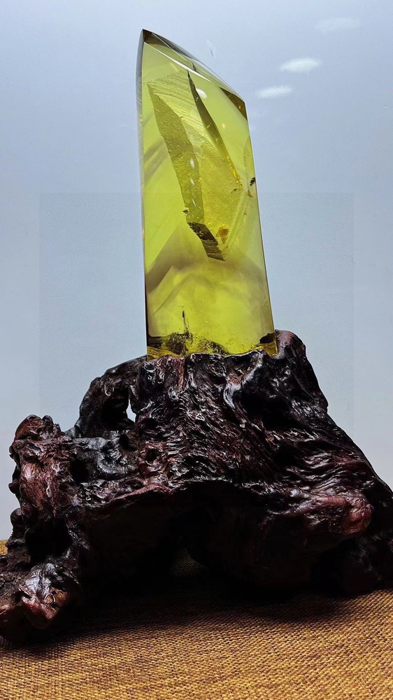 3.47LB Natural Citrine Quartz Obelisk Crystal Point with Stand for Reiki Healing and Energy Balance