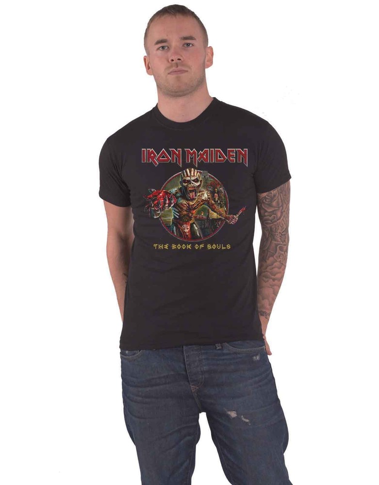 Iron Maiden Book of Souls Eddie Circle Logo Official Mens Black T-Shirt