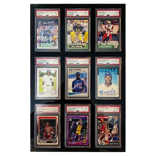 9 Pocket Graded Sports Card Wall Display Case – Fits PSA, CSG, CGC, FCG Cards...