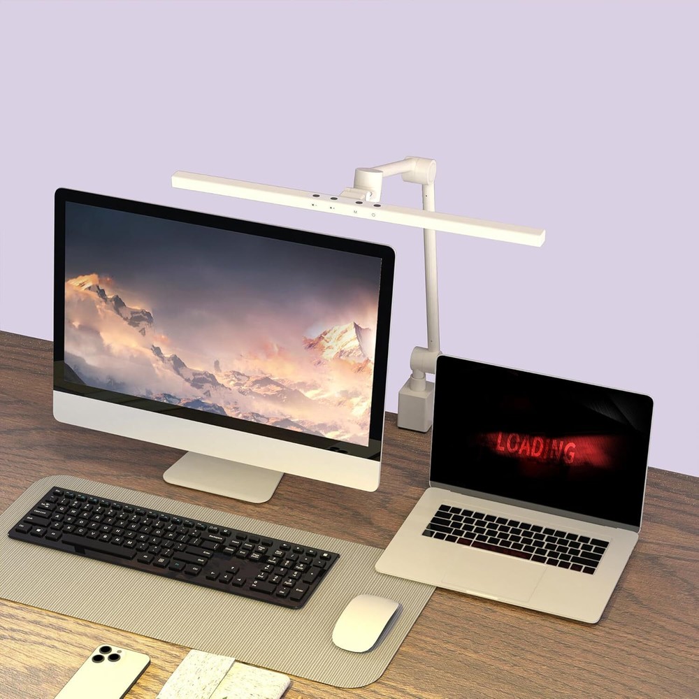 LED Desk Lamp with Clamp,Monitor Light Bar, 4 Modes 12 Brightness, (White)