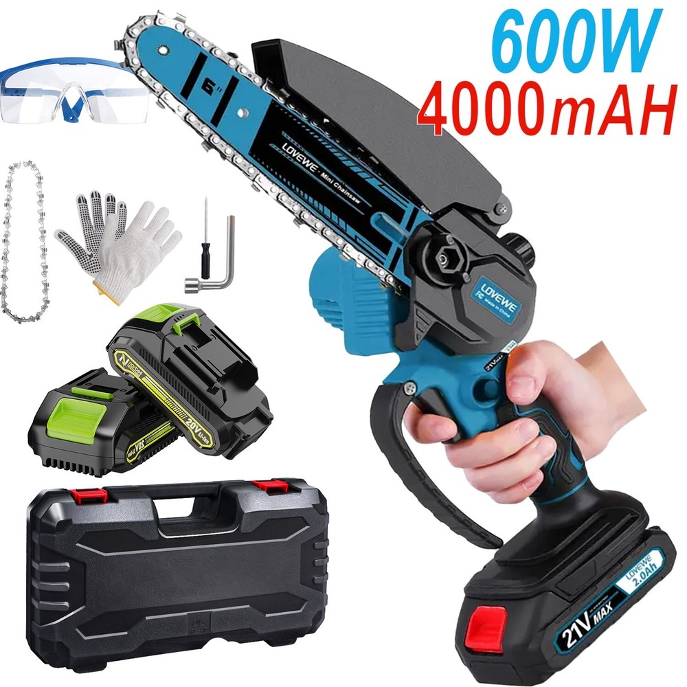 Cordless Mini Chainsaw with 600W Motor 4000mAh Battery Ultra-Quiet Operation
