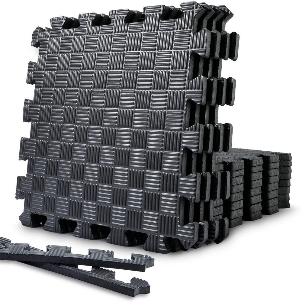 1/2 Inch Thick 12x12 Interlocking Gym Floor Mats for Exercise & Workouts