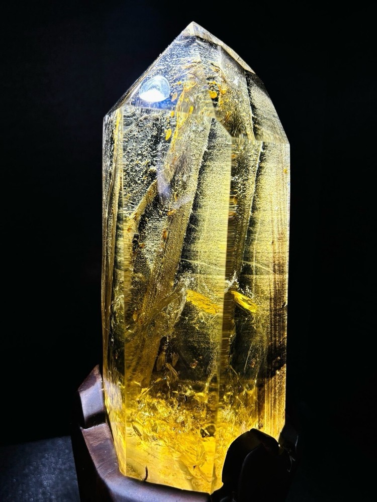 5.8LB Natural Citrine Quartz Obelisk Raw Crystal Wand Point Healing Tower with Stand