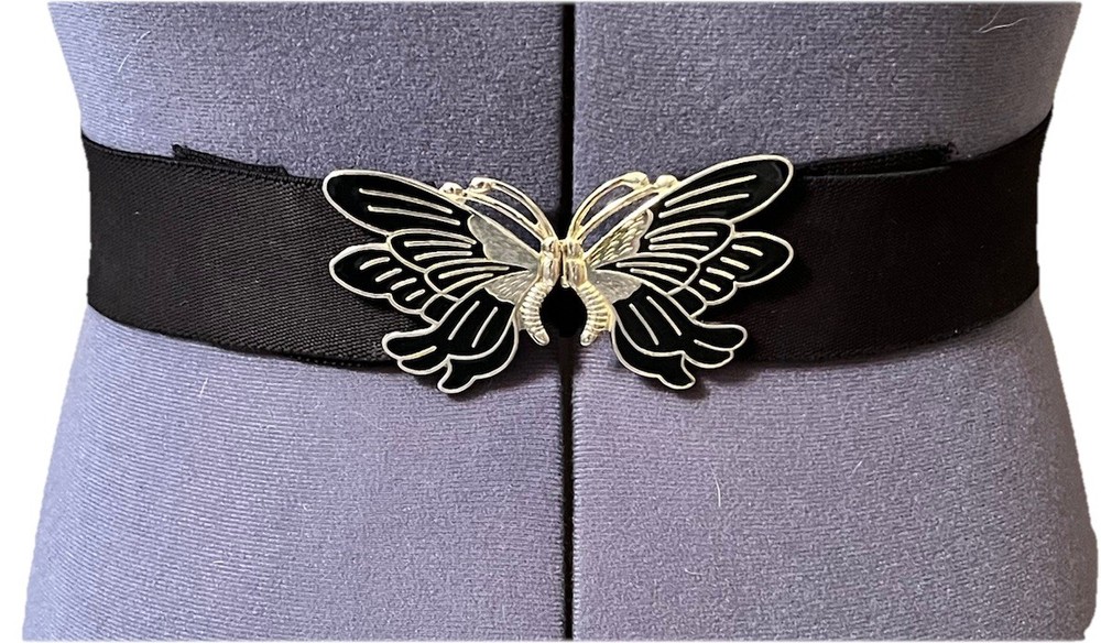 Vintage 80's Butterfly Buckle Black 2