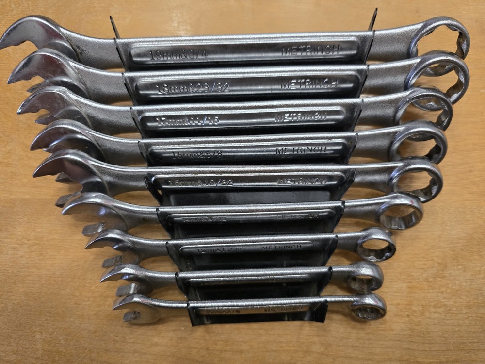 9-Piece METRINCH Metric & SAE Combination Wrench Set 10mm-19mm 3/8-3/4