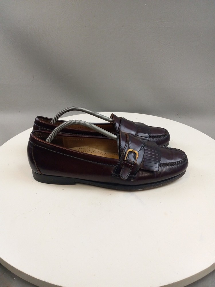 Cole Haan Burgundy Kiltie Buckle Moc Toe Loafers for Men Size 11D 3516