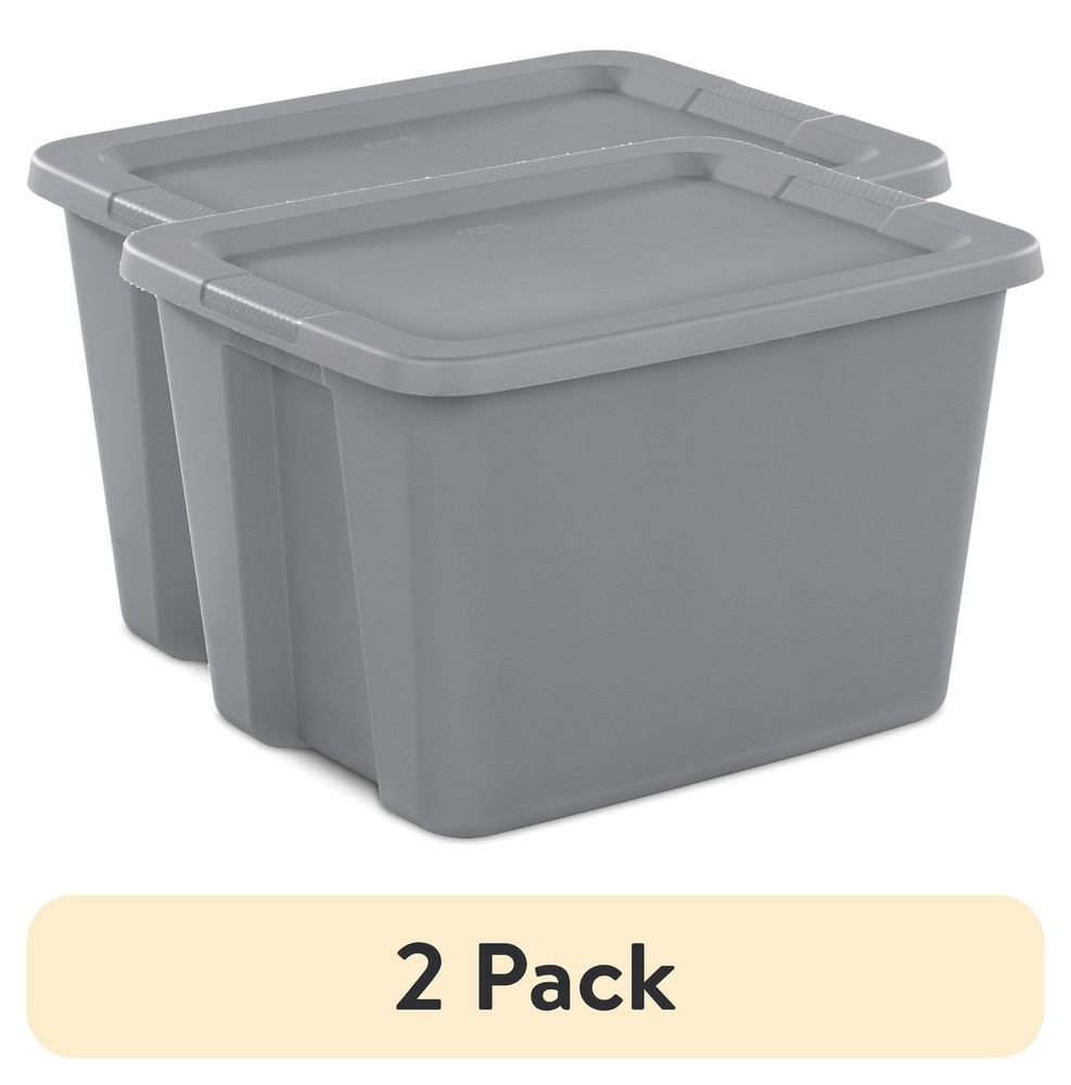 2-Pack 18-Gallon Large Plastic Storage Bins with Snap-On Lids