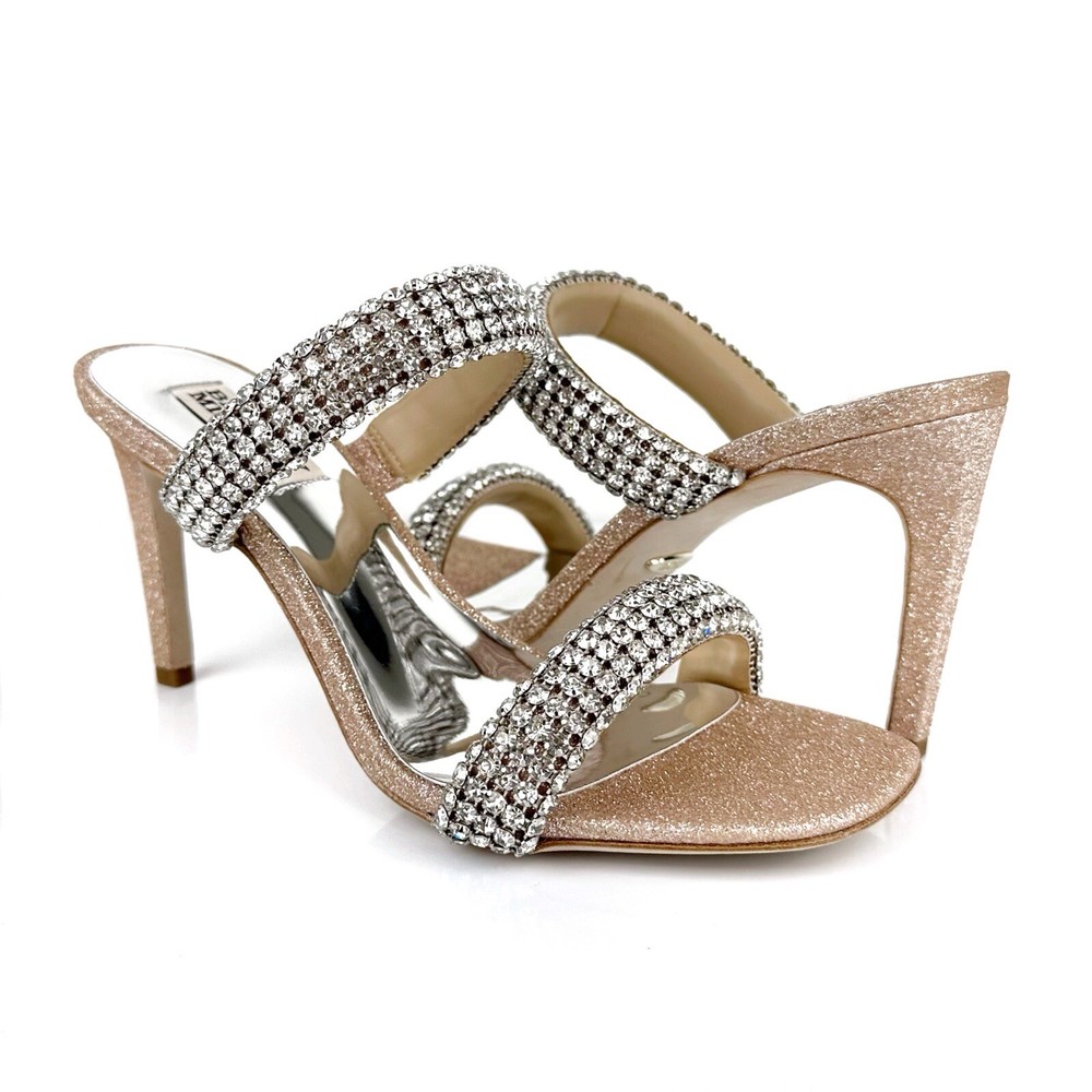 Badgley Mischka Sade Jeweled Heeled Sandals Gold Size 7.5